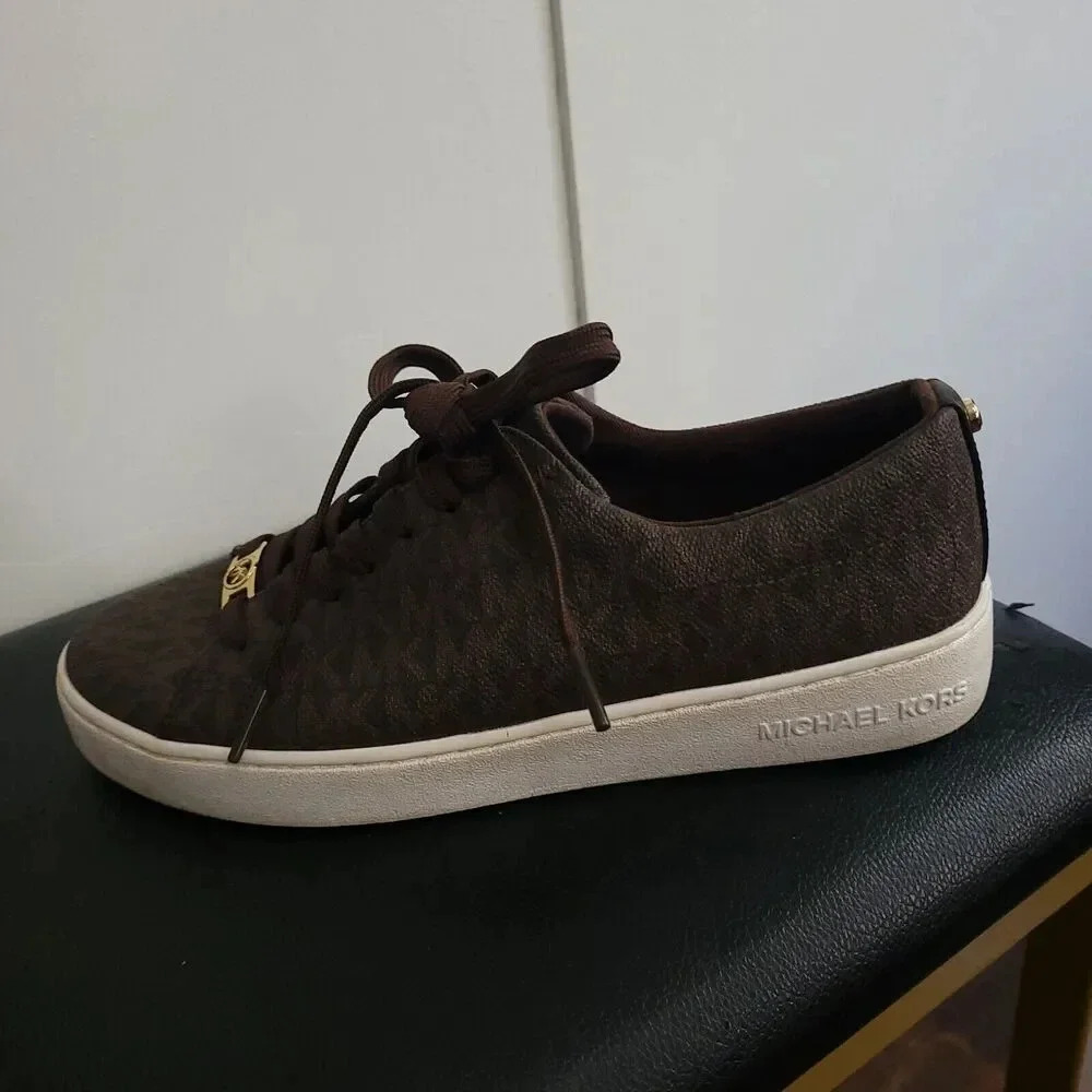 Michael Kors Keaton Lace-Up Brown Sneakers Shoe Size 7.5 - Picture 4 of 10